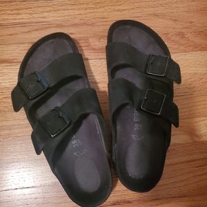 Birkenstock 2 buckle sandal, 38, black suede